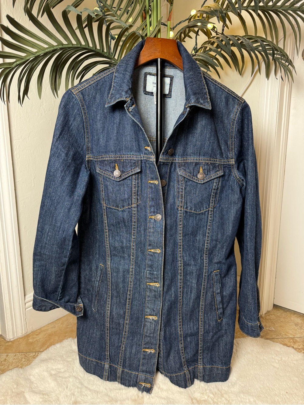 Forever 21 Indigo Blue Longline Denim Jacket